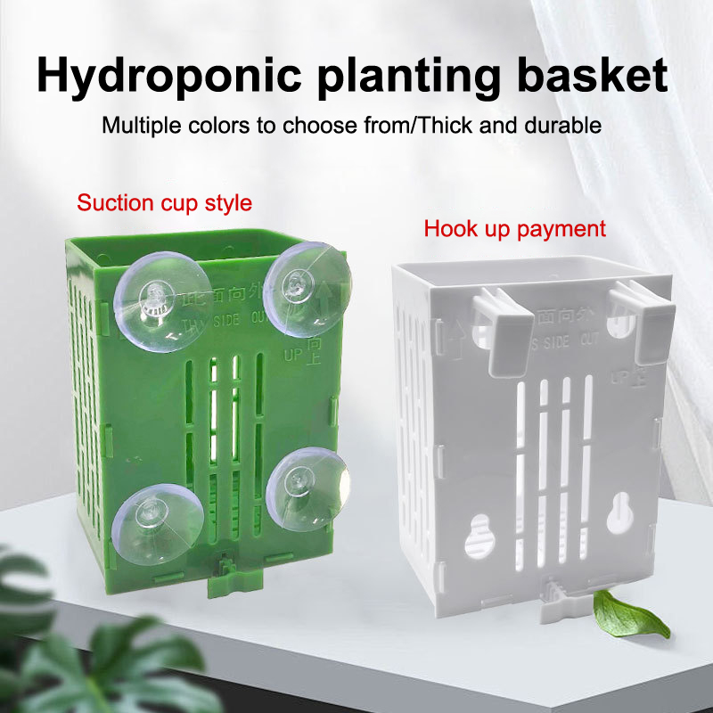 Plant Aquarium Pot - ハンギングサクションカップフック水族館植物ホルダー、プラスチックプランター、プランターバスケット、水生ポットボックス、水族館装飾
