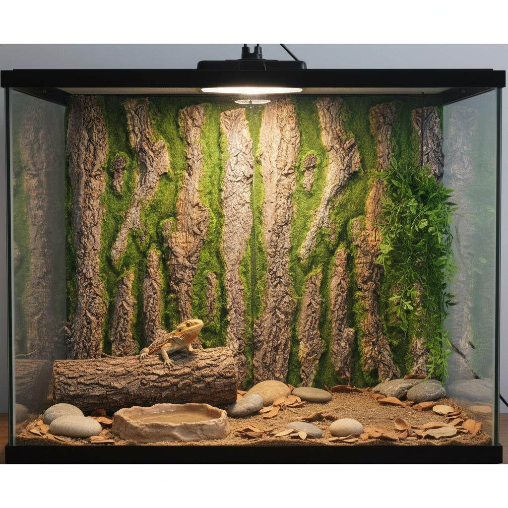 Aquarium Moss - 3D水槽背景ボード、リアルな樹皮と苔の装飾、爬虫類用タンクの背景、魚やカメの生息環境、立体的なシーン