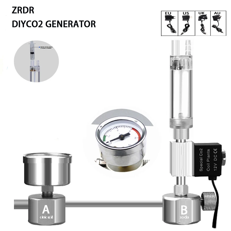 Aquarium Liquid Carbon - 水槽用DIY CO2リアクタージェネレーターシステムキット、水槽用CO2レギュレーター、ディフューザー、ソレノイド、水草水槽用アクセサリー