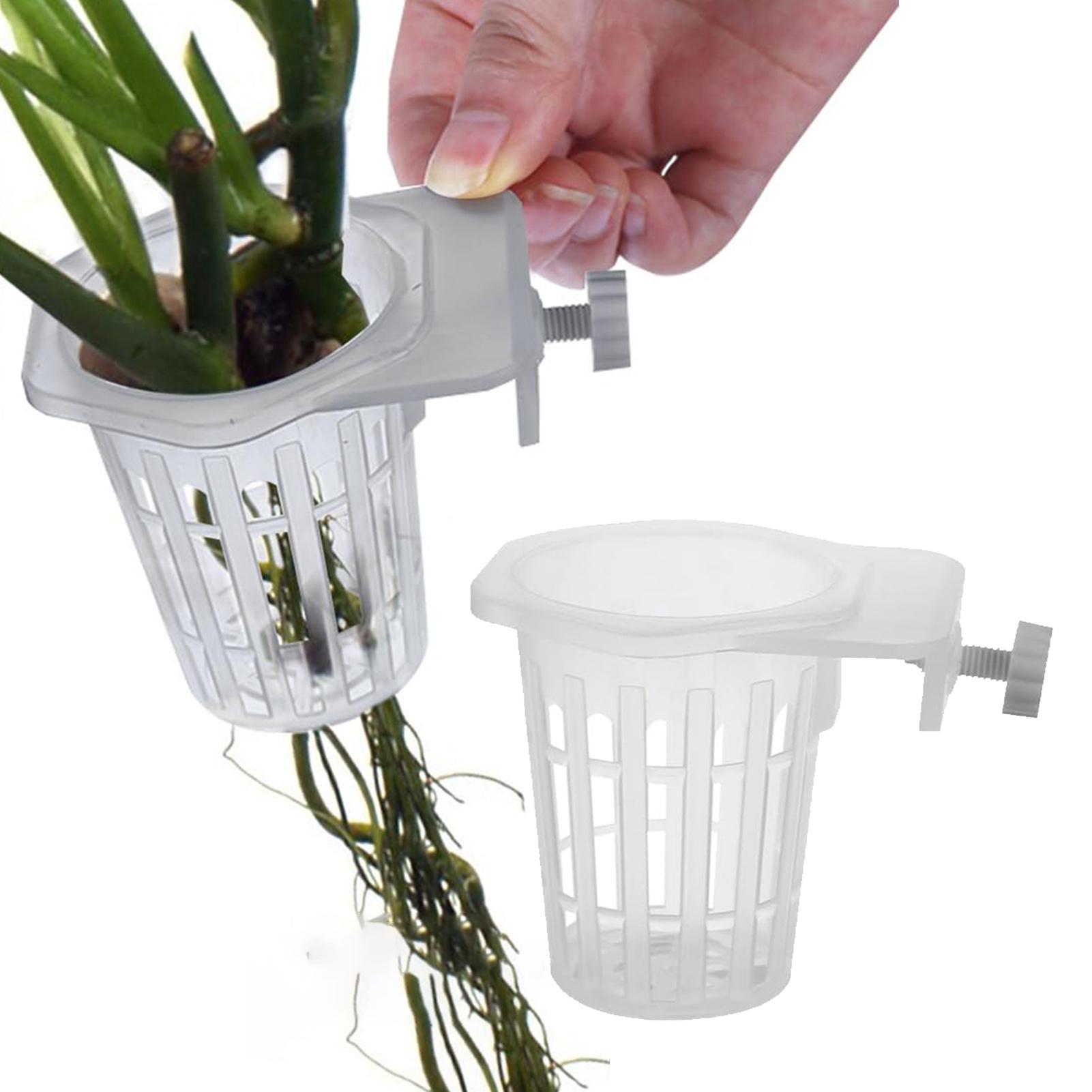 Aquarium Plant Holder - 穴あきで吊り下げ可能な水草ホルダー2個入り。水槽の装飾用、水草を植えるためのカップ、アクリル製水草カップ、装飾用具。