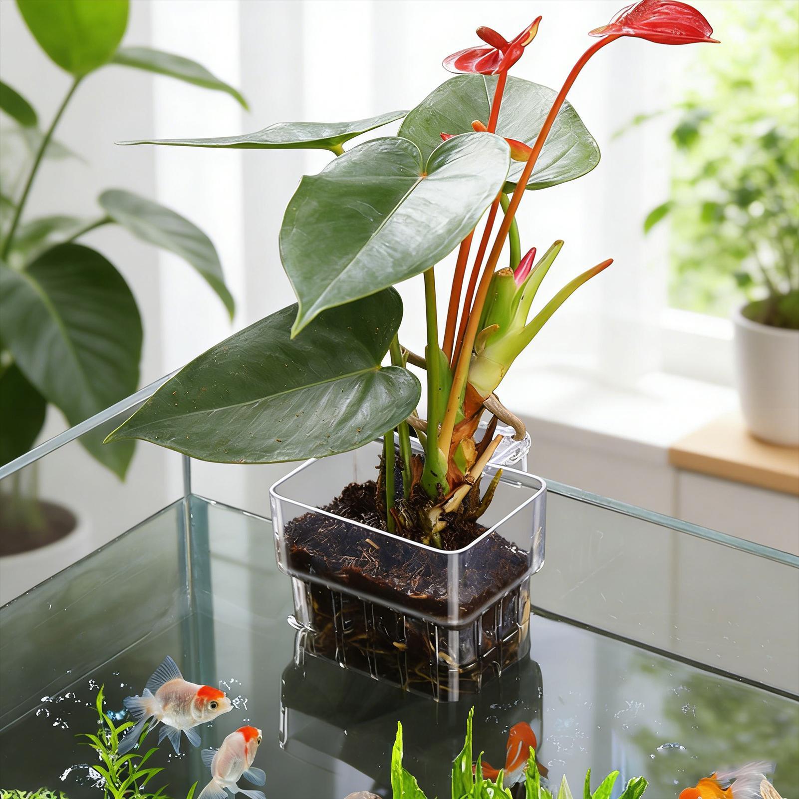 透明な吊り下げ式水槽用植物ホルダーポット、水槽水耕栽培システ - Aquarium Plants Live のレビューと価格