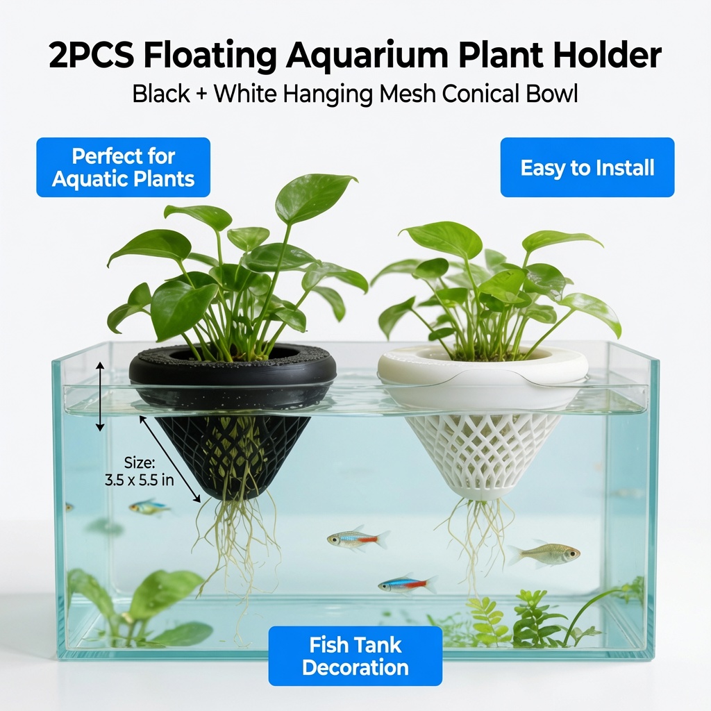 2個入りフローティングアクアリウムプラントホルダー、水槽用吊 - Plant Aquarium Pot のレビューと価格