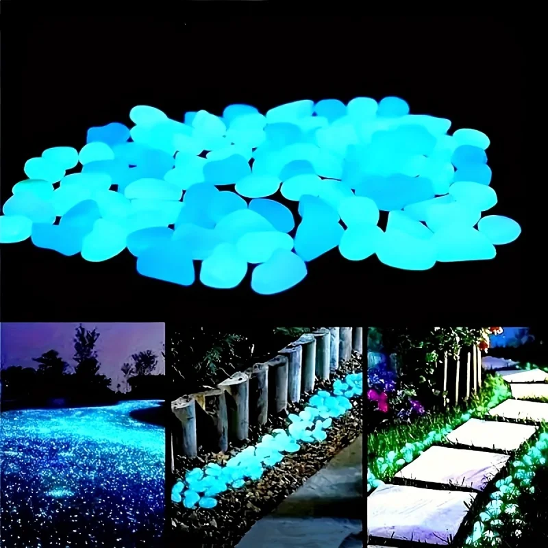 100個入り、暗闇で光る樹脂製の発光石。庭園、小道、鉢植え、 - Plant Aquarium Pot のレビューと価格