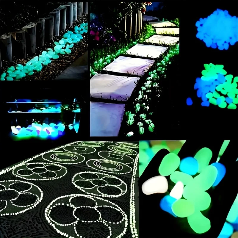 100個入り、暗闇で光る樹脂製の発光石。庭園、小道、鉢植え、 - Plant Aquarium Pot のレビューと価格